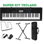Kit Teclado Musical 61 Teclas Ctk-3400 Casio + Fonte Suporte X e Capa