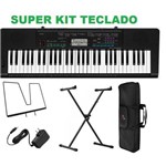 Ficha técnica e caractérísticas do produto Kit Teclado Musical 61 Teclas Ctk-3400 Casio + Fonte Suporte X e Capa