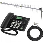 Ficha técnica e caractérísticas do produto Kit Telefone Celular Fixo PROKS-50100 + Antena PQAG-4015 + Cabo 12MM PROKS-5040 Preto Proeletronic