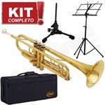 Ficha técnica e caractérísticas do produto Kit Trompete Shelter Sft6418l Si Bemol Laqueado Dourado Estojo Completo
