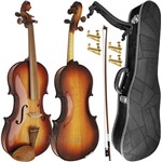 Kit Violino 4/4 Rolim Sombreado Brilho com Fixos Espaleira Case e Arco