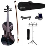 Ficha técnica e caractérísticas do produto Kit Violino 3/4 Black + Arco e Case + Espaleira + Estante + Afinador 20% Desconto - Acoustic