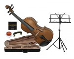 Kit Violino Dominante 4/4 Partitura Case Afinador Corda Breu