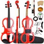 Ficha técnica e caractérísticas do produto Kit Violino Elétrico 4/4 Vermelho Sverve Ronsani Completo