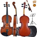 Ficha técnica e caractérísticas do produto Kit Violino Tradicional 4/4 Vhe-44n Natural Fosco Hoyden Estojo + Estante