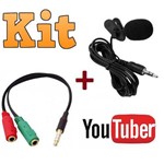Kit Youtuber Microfone de Lapela + Adaptador para Celular Smartphone Android Iphone