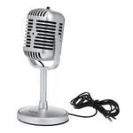 Ficha técnica e caractérísticas do produto Kubite Microfone Com Fio Karaoke Classic MIC Microfone Antiquado Suporte Móvel Computador Chat Karaoke Webcast