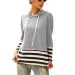 Ficha técnica e caractérísticas do produto TS Lady camisola do Hoodie com cordão Stripe Combinada cor do outono pulôver Casual