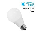 Ficha técnica e caractérísticas do produto Lâmpada LED Bulbo 5W Bivolt Branco Frio