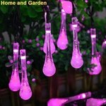 Ficha técnica e caractérísticas do produto Luzes de corda Outdoor Garden Party 30 LED Raindrop Teardrop movido a energia solar