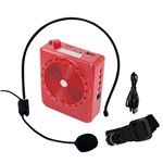 Ficha técnica e caractérísticas do produto Microfone Amplificador de Voz e Caixa de Som com Usb e Bateria Recarregavel Vermelho - Lelong