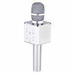 Ficha técnica e caractérísticas do produto Microfone Bluetooth Sem Fio Caixa de Som Prata Karaokê
