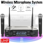 Ficha técnica e caractérísticas do produto Microfone de mão sem fio UHF profissional de 2 canais com microfone duplo sem fio US!