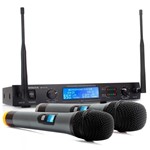 Ficha técnica e caractérísticas do produto Microfone Digital Sem Fio Duplo Wireless Uhf Karaokê Igreja - Briwax