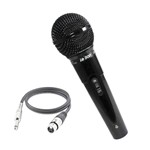 Microfone Dinâmico de Mão Leson Mc-200 Preto + Cabo