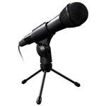 Microfone Dinâmico SKP PODCAST-300U Suporte de Mesa Preto