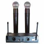 Ficha técnica e caractérísticas do produto Microfone Duplo Sem Fio Uhf Wirelees Le-906 - Kadosh