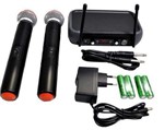 Microfone Leacs Lc102 Vhf S/Fio Mao Duplo 2 Ant. Pp