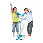 Ficha técnica e caractérísticas do produto Microfone Musical Duplo Azul Infantil - Dm Toys