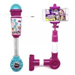 Microfone Musical Infantil de Brinquedo com Entrada Smartphone e Pau de Selfie - BBR TOYS