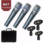 Ficha técnica e caractérísticas do produto Microfone Mxt Pro BTM57A C/3Pçs 541116 C/3 Pçs C/Caximbo S/Cabo