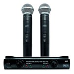Ficha técnica e caractérísticas do produto Microfone MXT Sem Fio Duplo UHF302 Maleta FREQ 685.8-690.3MHZ