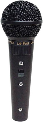 Microfone Profissional Preto com Fio Sm58 Bk A/b Impedancia Baixa Acompanha o Cabo de 5 Metros - Leson