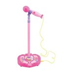 Microfone Rosa com Pedestal Julia Princess - DM Toys