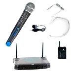 Microfone Sem Fio Mão, Headset e Lapela UHF MS 215 CLI - TSI