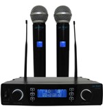 Microfone S/Fio UHF Duplo LeSom LSX02 100 Frequências
