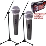 Ficha técnica e caractérísticas do produto 2 Microfone Santo Angelo Sas Sm 58 + 2 Pedestal Rmv