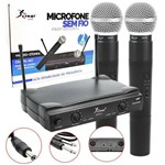 Ficha técnica e caractérísticas do produto Microfone Sem Fio 30m Duplo Wireless Vhf Karaoke Kp-912 - Knup