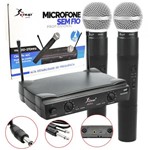 Ficha técnica e caractérísticas do produto Microfone Sem Fio 30M Duplo Wireless Vhf Karaokê Kp-912 - Knup