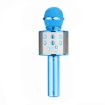 Microfone Sem Fio Bluetooth Karaokê WS 858 Gravador Com Som Azul