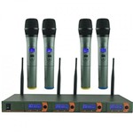 Ficha técnica e caractérísticas do produto Microfone Sem Fio com 04 Microfones Bastões Wireless Karaoke Freeboss FBv04 Profissional
