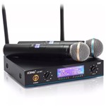 Ficha técnica e caractérísticas do produto Microfone Sem Fio Digital Preto Karaokê Profissional de Alta Qualidade Wireless 50M Duplo Lelong 709