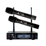 Ficha técnica e caractérísticas do produto Microfone Sem Fio Duplo de Mão BR-7000 UHF - TSI