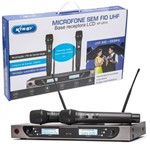 Microfone Sem Fio Duplo Profissional UHF com Display Digital KP-U914 - Knup
