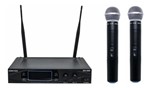 Microfone Sem Fio Duplo UHF Devox DX-580 com Case