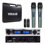 Ficha técnica e caractérísticas do produto Microfone Sem Fio Duplo Vokal Vlr-502 Bateria De Lithium