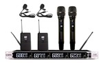 Microfone Sem Fio Ksr Pro Quadruplo Lapela + Mão 4 Canais