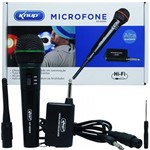 Ficha técnica e caractérísticas do produto Microfone Sem Fio Profissional Wireless P10 para Karaokê e Caixa de Som Knup KP-M0005 Preto