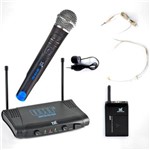 Ficha técnica e caractérísticas do produto Microfone Sem Fio TSI MS215 CLI UHF Duplo Mão e HeadsetLapela