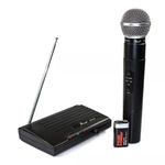 Ficha técnica e caractérísticas do produto Microfone Sem Fio Uhf Wireless Bivolt Karaokê Pro Kp-910