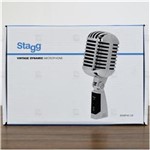 Microfone Vocal de Mão Vintage Stagg SDMP40 CR Cardióide Estilo Anos 50 + Suporte e Cabo 3,5 Metros