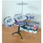 Mini Bateria Infantil Educativa Instrumento Música Jazz Drum - Azul