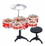 Ficha técnica e caractérísticas do produto Mini Bateria Musical Infantil 5 Tambores com Banco Jazz Drum