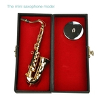 Ficha técnica e caractérísticas do produto Mini saxofone Musical Instruments Goldplated Craft Miniature Saxophone Modelo com metal stand para a decora??o Home