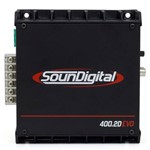 Ficha técnica e caractérísticas do produto Módulo Amplificador Digital SounDigital SD400.2D EVO II Black - 522 Watts RMS - 1 Ohm