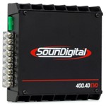 Ficha técnica e caractérísticas do produto Módulo Amplificador SounDigital SD400 4D Evo 400W 2 Ohms 4 Canais RCA
